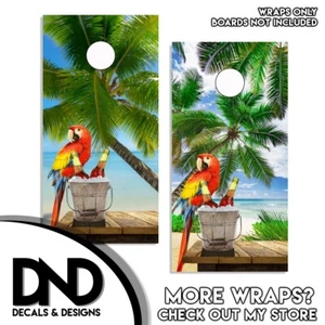 PARADISE BEACH PARROT SCENA SET AVVOLGENTE CORNHOLE Tavola Vinile DECAL V2/V3 - Foto 1 di 3