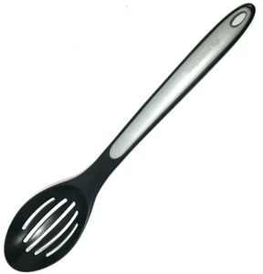 Calphalon Slotted Serving Spoon Nylon Silicone Black Gray Straining Skimming  - Picture 1 of 7