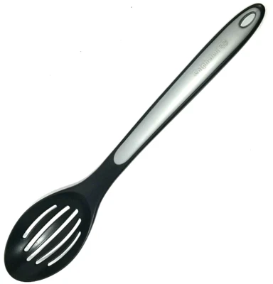 Calphalon Slotted Serving Spoon Nylon Silicone Black Gray Straining Skimming  - Image 1 of 4