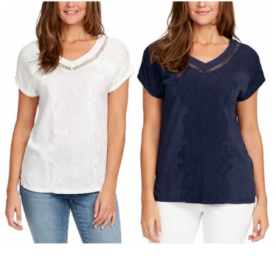 Top bordado con cuello en V Gloria Vanderbilt para dama - talla/color varía - G-7 Foto 1 de 4