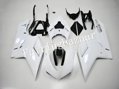 Fit for 2007-11 Ducati 848/1098/1198 Gloss White Black ABS Injection Fairing Kit - Изображение 1 из 4