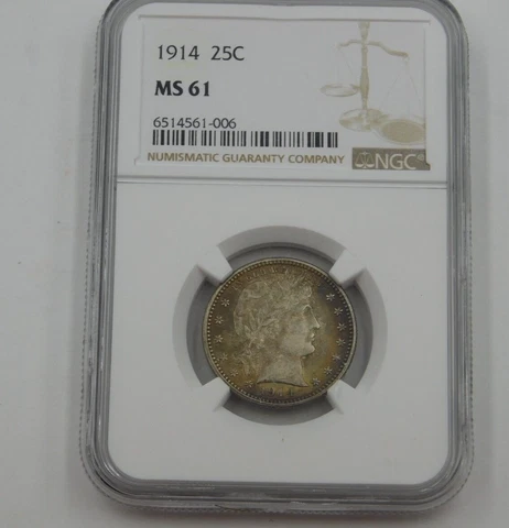 1914 BARBER QUARTER NGC MS61  (506) Cover