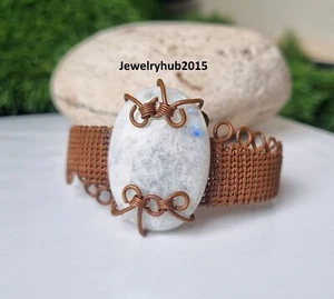 Wire Wrapped Howlite Bangle Oval Gemstone Wire Wrap Handmade Pretty Bangle - Picture 1 of 8