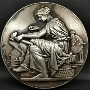 MEDAILLE ARGENT par F. CHABAUD F. / 51mm 66g / FEMME & OUTILS - Picture 1 of 3