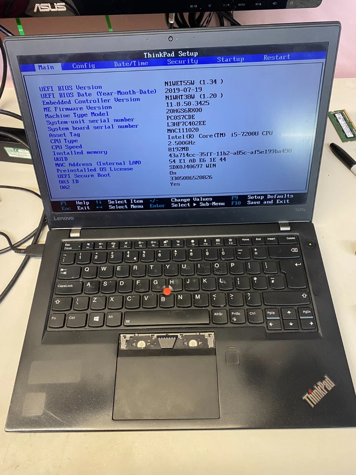 Lenovo T470S, I5-7300u 2.60ghz FOR PARTS (OFFERS WELCOME) - Image 1 of 4