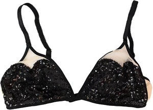 New Victoria's Secret Black Sequin/Nude Mesh Lace Bralette Size Large - Picture 1 of 3