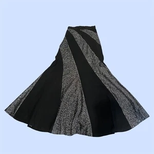 vintage 70’s high waisted skirt swirl pattern glitter black floor length size sm - Picture 1 of 7