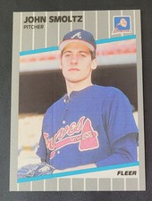 1989 John Smoltz Fleer Rookie Card RC #602 Atlanta Braves 
