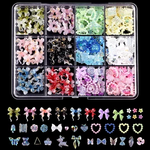 3D Flower, Bow, Butterfly & Heart Acrylic Nail Charms - Multi-Shape Mix - Picture 1 of 12