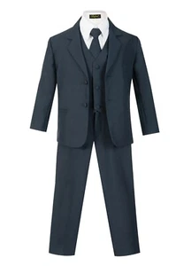 Slim Baby kids Boys Bridal Formal suit 5 pcs set coat,vest,pant,shirt,clip tie  - Picture 1 of 13