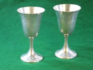 Pair of B & M pewter Wine Goblits Cleen & Crisp! 6.5" H - Picture 1 of 1