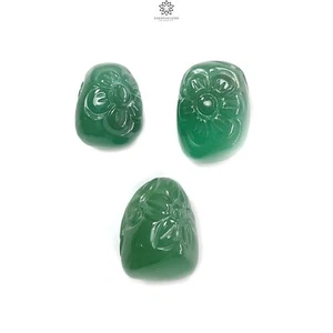 Cuarzo verde natural 43,40 quilates ambos lados tallado a mano forma elegante 14 mm - 17 mm 3 piezas - Imagen 1 de 6