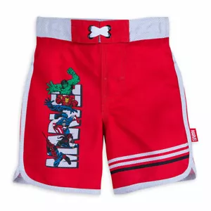Disney Store Marvel Avengers Swim Trunks for Boys Red Spiderman Hulk Iron Man - Picture 1 of 3