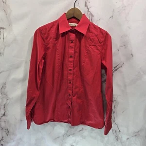 Vintage Western Shirt Women Medium Red Pearl Snap Button Rocky Mountain Rockies - Picture 1 of 11