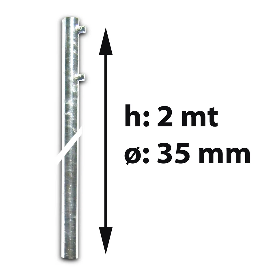 DINA FAVA Palo singolo rinforzato lunghezza 2 mt diam. 35 mm per antenne TV e Wi-fi