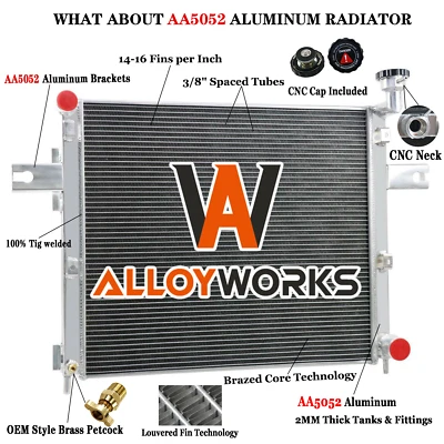 Aluminum 2-Row Radiator For 2005-2010 Jeep Grand Cherokee 2006-2010 Commander US Foto 1 de 4