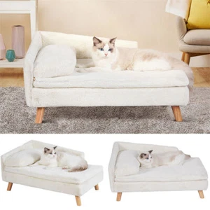 BingoPaw Pet Sofa Couch Dog Cat Wooden Frame Plush Soft Cushion Bed Small Animal - Picture 1 of 14