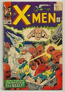 THE X-MEN Vol.1 #15 1965 Silver Age Fine Stan Lee/ Jack Kirby Beast Origin - Picture 1 of 3