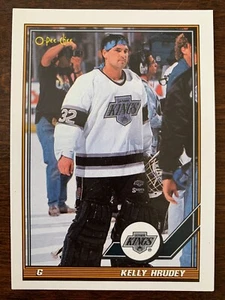 1991-92 O-Pee-Chee Hockey Card KELLY HRUDEY #195 Los Angeles Kings NRMT - Bild 1 von 2