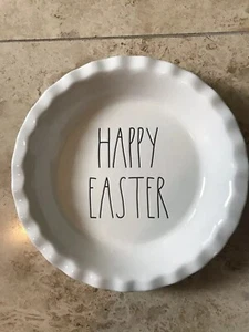 Rae Dunn HAPPY EASTER Oven Proof Pie Plate new - Picture 1 of 2