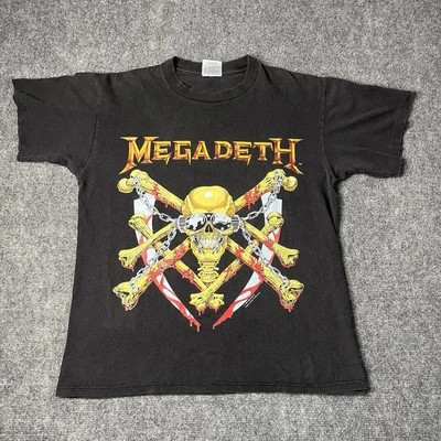 Camiseta De Colección 1991 Megadeth Vic Rattlehead Brilla en la Oscuridad Para Hombres L 1990 Banda Camiseta Foto 1 de 4