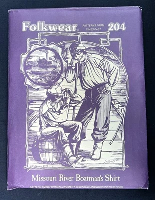 Folkwear #204 Mens/Womens Missouri River Boatmans Shirt 1978 Pattern XS-XL Uncut - Image 1 of 2