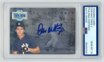 Tarjeta HOLO firmada por Don Mattingly Yankees 1993 UD entonces y ahora #TN13 PSA automática 10 Foto 1 de 2