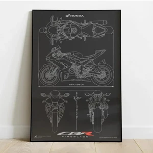 Honda CBR1000RR-R Fireblade SP (2021) Minimalistischer Bauplan - Motorrad Poster - Bild 1 von 3