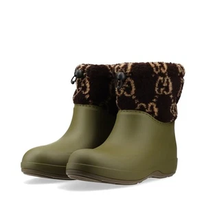 Gucci Short Boa Boots Rubber Mouton Brown Khaki Size 7 - Picture 1 of 13