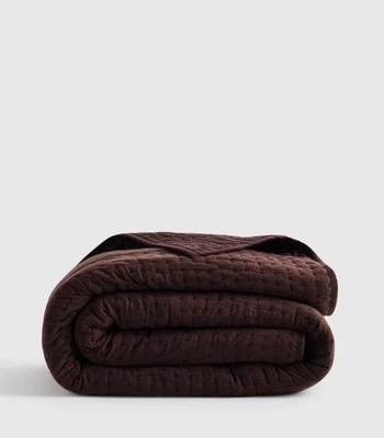 NUEVO CON ETIQUETAS EDREDÓN DE PUNTO DE ALGODÓN DE LINO EUROPEO QUINCE SOLO KING CAL ESPRESSO $169.90 Foto 1 de 4