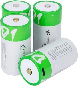 USB D Lithium ion Rechargeable Battery, 1.5V 12000mWh Rechargeable D Battery, 4 - Picture 1 of 6