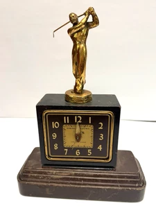 Vintage GE Telechron Golf Clock General Electric Golfer Topper 11" - Picture 1 of 2