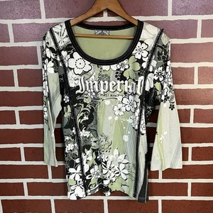 Vanilla Sugar Y2K Vintage Embellished Graphic Shirt Medium 3/4 Sleeve Floral - Picture 1 of 7