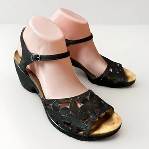 Women’s Dansko Coquette Black leather ankle Strap Wedge Sandal EU 39 US 9 - Picture 1 of 11