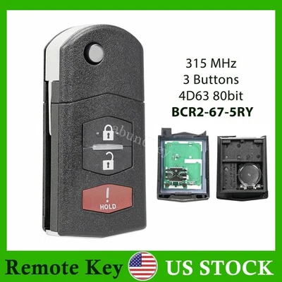 For 2007 - 2015 Mazda CX-9 CX-7 2 5 Flip Remote Key Fob Entry BGBX1T478SKE12501 - Image 1 of 4