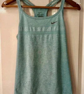 Nike Tank Top Ladies X Small Mint Green V-Neck Dri-Fit Sports Gym Running Vest - Picture 1 of 4