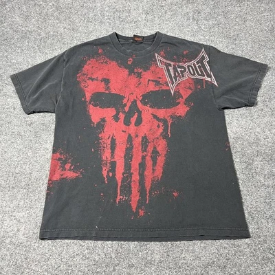 Camisa Tapout Para Hombres Grande Negra Roja Calavera Gráfica MMA Punisher Estilo Camiseta Y2k Foto 1 de 4
