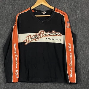 Harley Davidson Womens 1W Prestige Long Sleeve Sweater Black & Orange Piping - Picture 1 of 15
