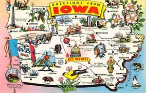 Postkarte IA: Grüße aus Iowa, Karte, 60er Jahre - Bild 1 von 2