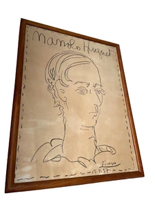 PABLO PICASSO - LARGE ORIGINAL LITHOGRAPH c.1957  - PORTRAIT OF MANOLO HUGUET - Picture 1 of 16