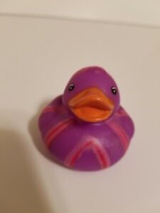 Purple Rubber Ducky With Pink Stripes 