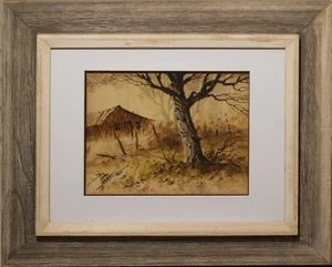 Quadro rustico rustico rurale acquerello R. Larry Lambert Kansas Watercolor Society KWS - Foto 1 di 1