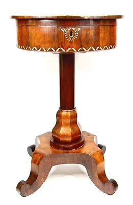 Antique Outstanding Rosewood Sewing Table with Mother of Pearl Inlay 19th c - Image 1 of 4