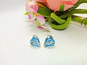 Orecchini Donna in Argento cuore azzurro acquamarina BIGIOTTERIA - Foto 1 di 5