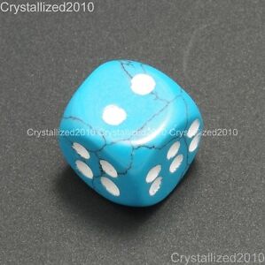 Natural Gemstone Dots Square Dice Bead Game Toys Casino Lucky Crystal Reiki 15mm