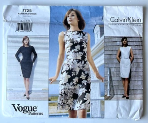 Vogue American Designer 1725 Calvin Klein Size 12-14-16 Lined Dress w/Variations - Picture 1 of 4