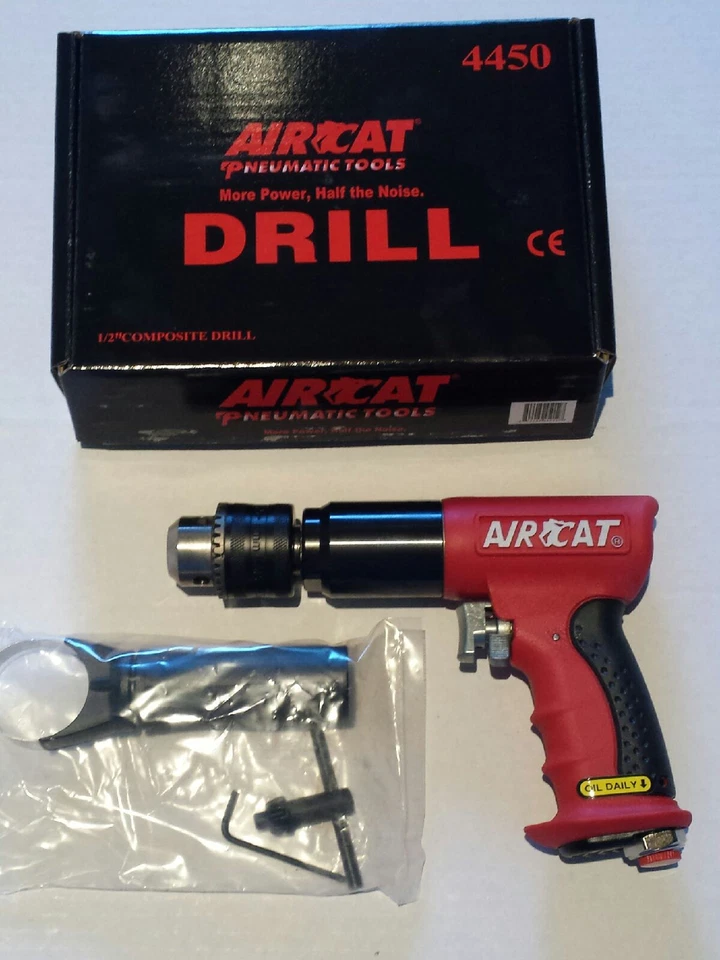 Taladro neumático reversible AIRCAT 1/2" SILENCIOSO con gatillo de plumas, 400 RPM #4450 Foto 1 de 1