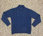 Lorenzo Magni Men's Cable Knit Fisherman Wool Blend Sweater Dark Blue M Italy