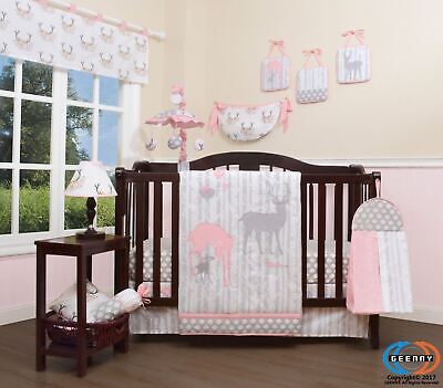 12PCS Bumperless  Girl Deer Family Baby Nursery Crib Bedding Sets • 79.99$