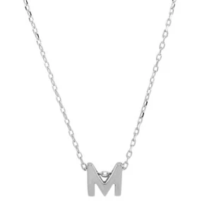 925 Sterling Silver Mini Small Initial Letter M Dainty Necklace - Picture 1 of 2